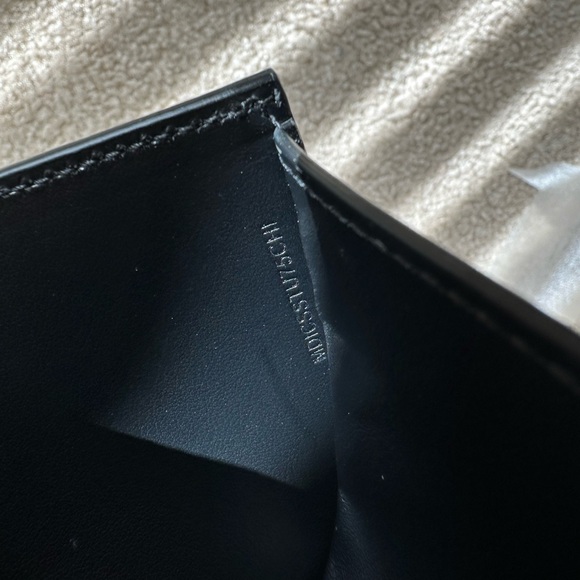 BURBERRY Grained Calfskin TB Compact Tri-Fold Wallet Black - Picture 8 of 9